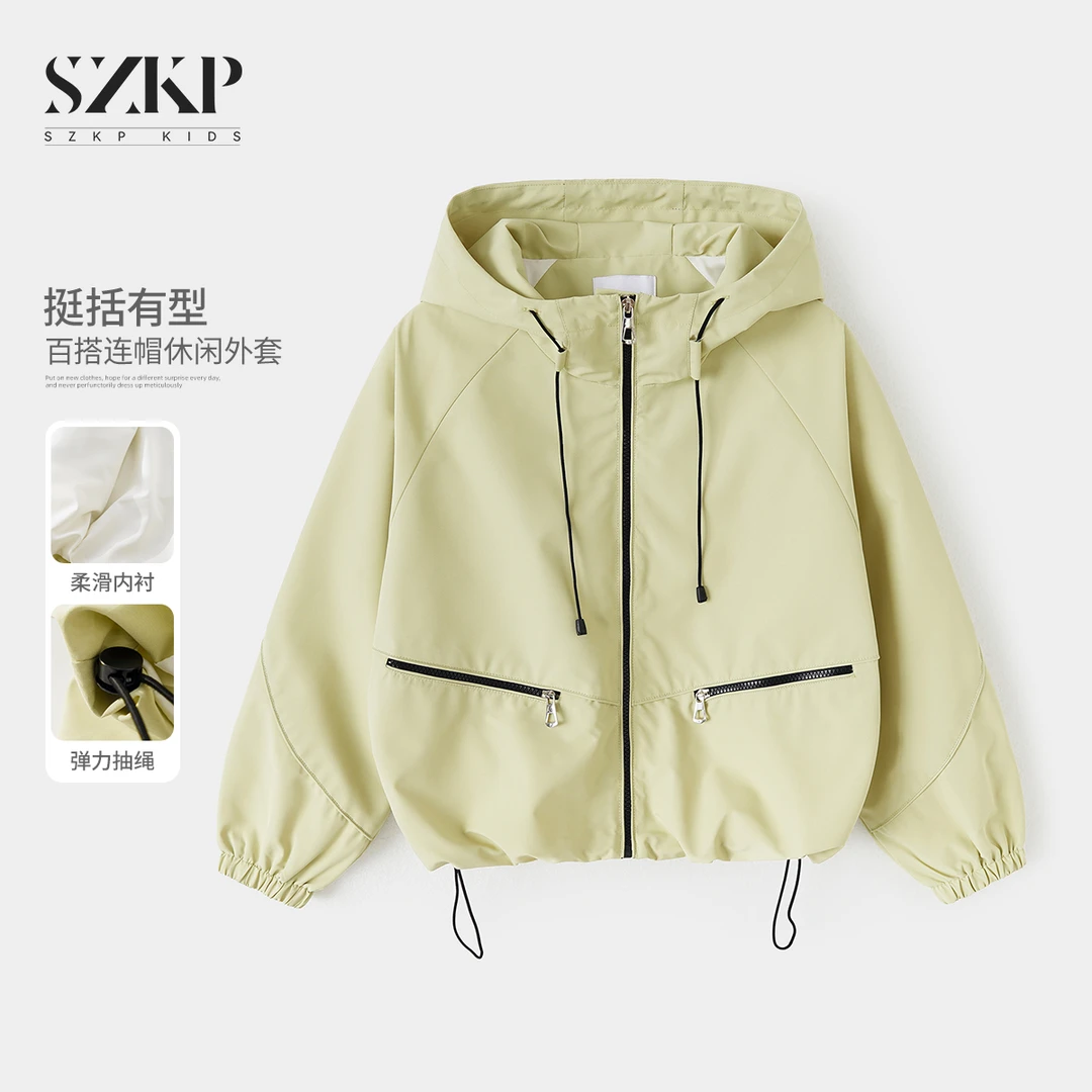 【SZKP】软壳透气冲锋衣女童春季中大童儿童连帽休闲外套BGYC550282