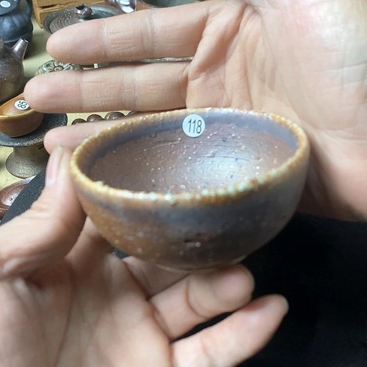 杯手工粗陶、柴烧茶器110c c