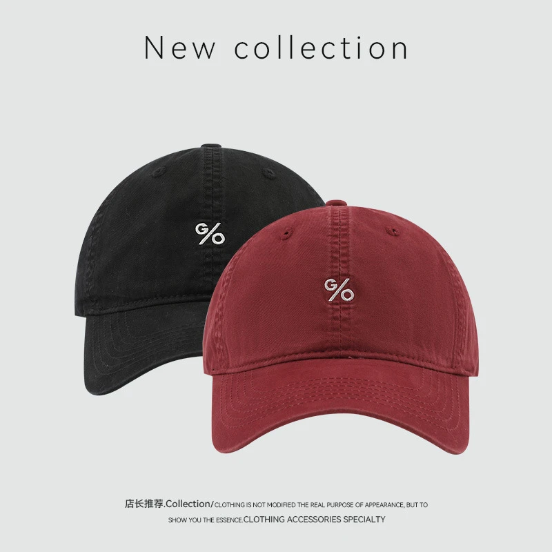 安可拉红简约百搭字母百分号刺绣鸭舌帽日系户外休闲遮阳棒球帽