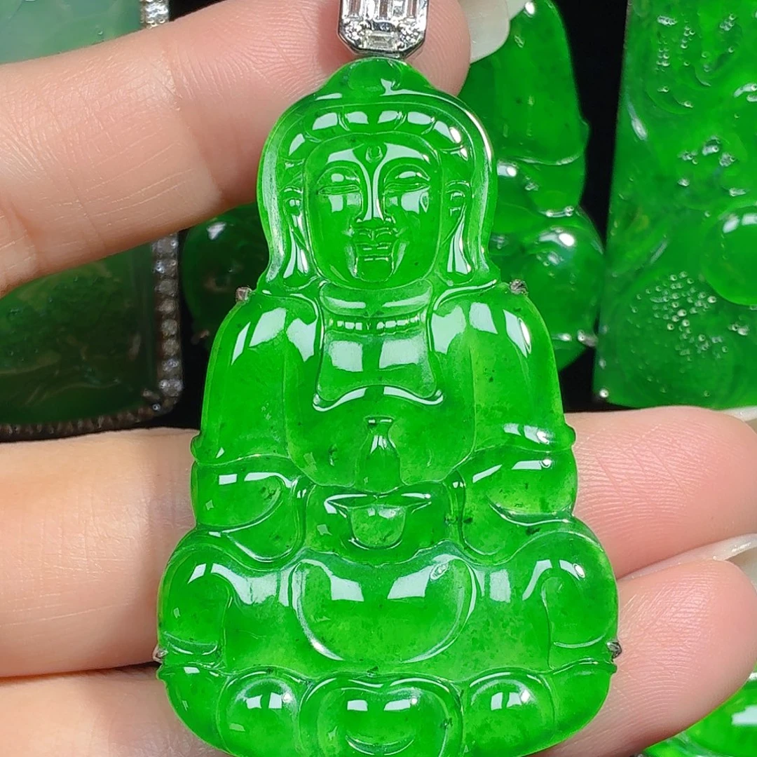 翡翠银S925镶嵌颈饰天然A货翡翠