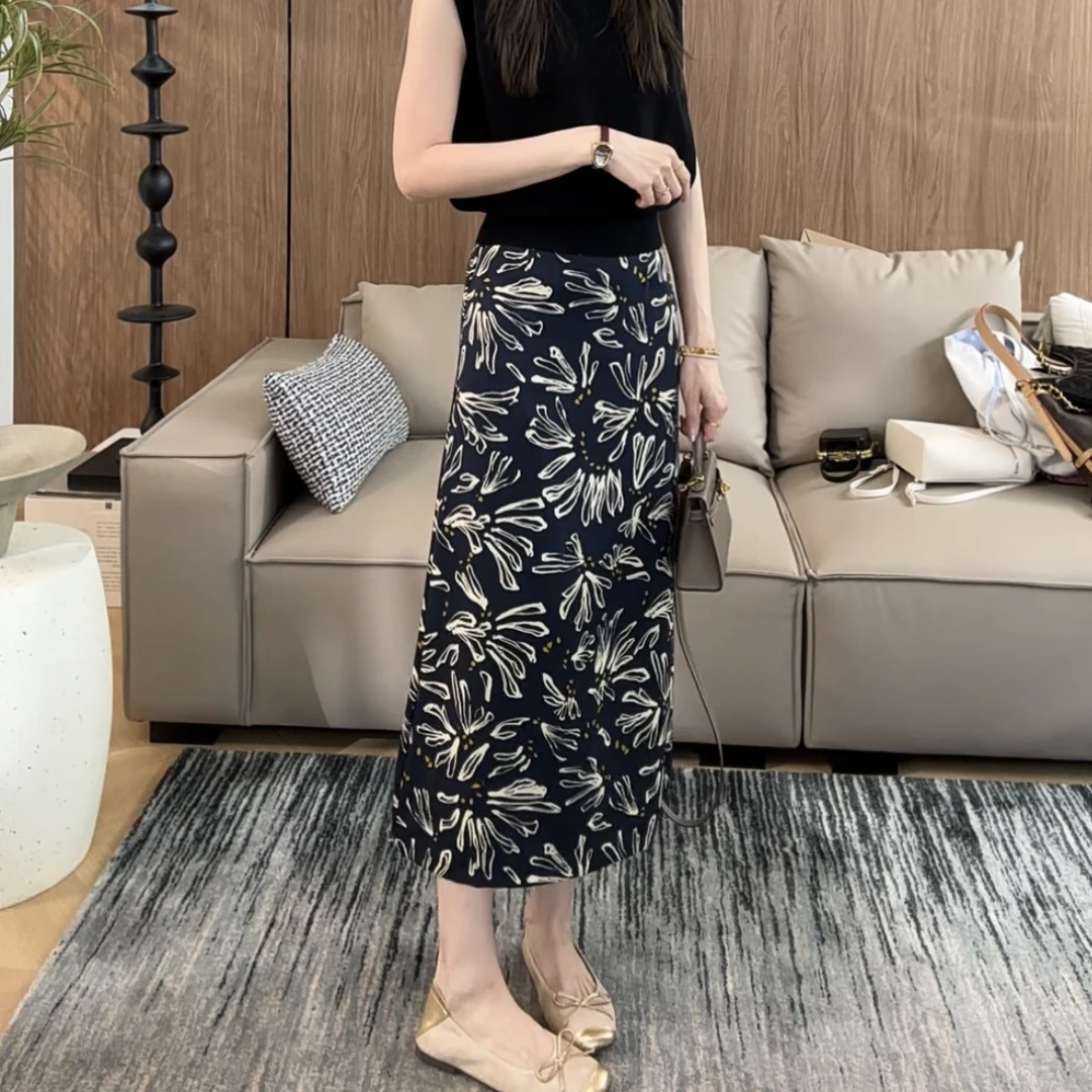 夏季百搭印花半身裙高腰女装碎花显瘦裙子法式显瘦