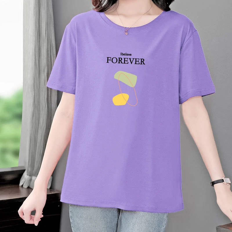 纯棉加肥加大码夏季短袖t恤女新款宽松显瘦百搭遮肚藏肉上衣