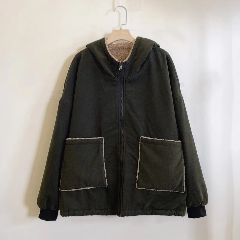连帽棉衣加绒加厚保暖中年妈妈装宽松休闲2025冬季新款YX105970