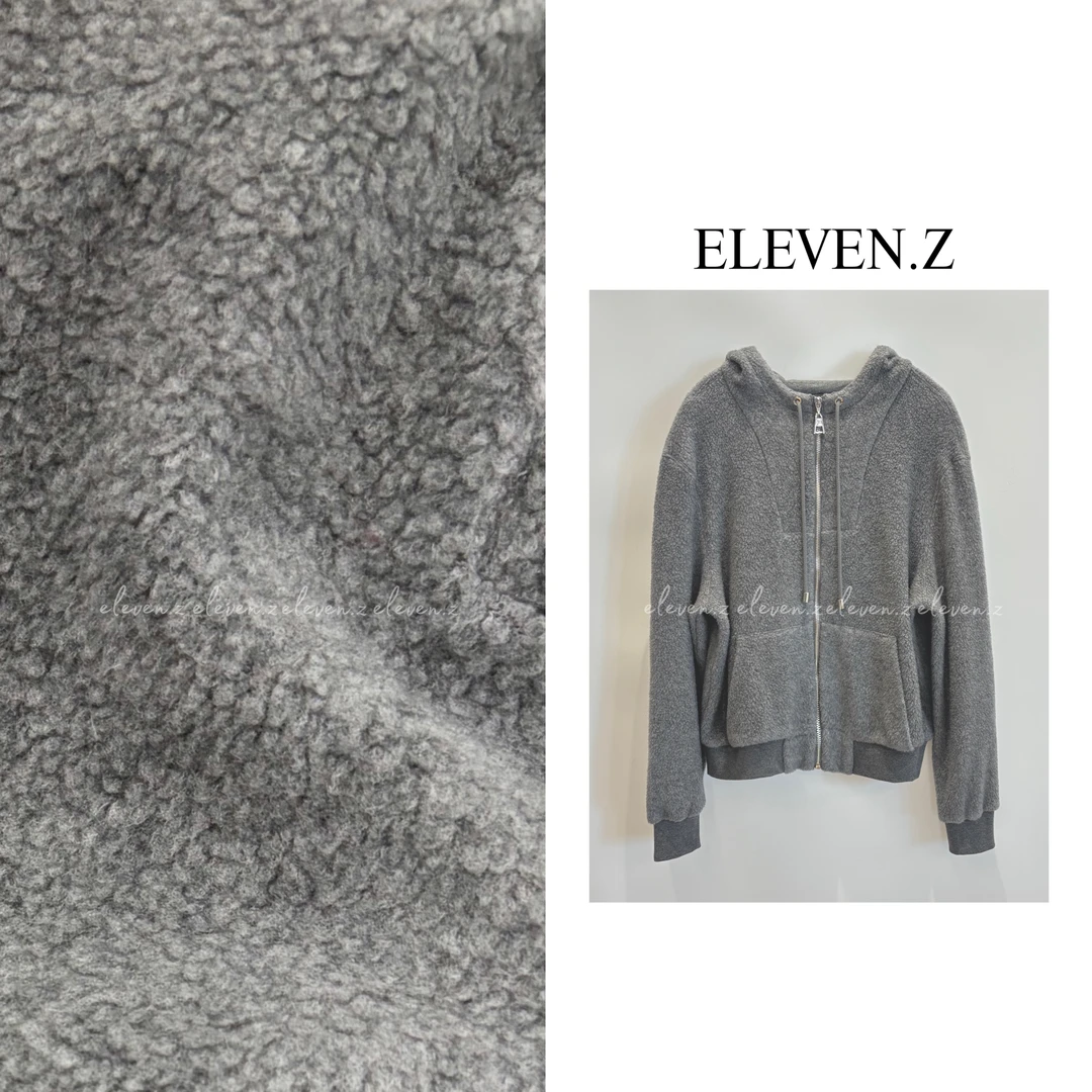 ELEVEN.Z 灰色羊毛连帽拉链外套