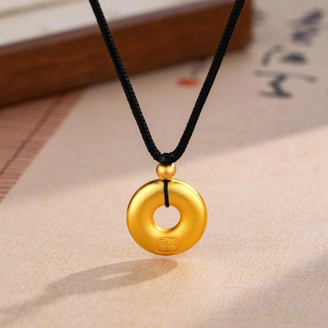 【福字平安扣项链】新中式气质古法金色项链HJ072