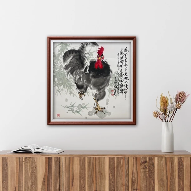 娄鹏《风云生足下》大吉大利新中式大公鸡挂画适用于客厅玄关餐厅