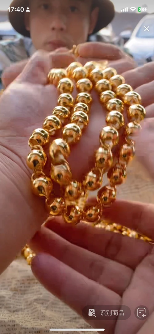 抖音好物  圆珠项链70长卡12光珠空心薄壁男士霸气