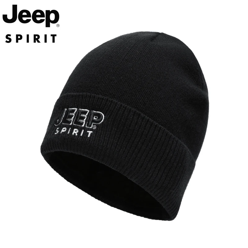 JEEP SPIRIT 吉普针织帽秋冬季双层加厚保暖套头帽休闲男女包头帽