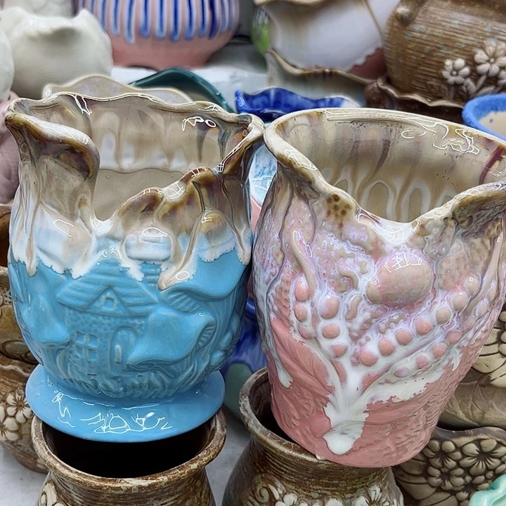 多肉绿植陶瓷花盆9.9包邮，有孔