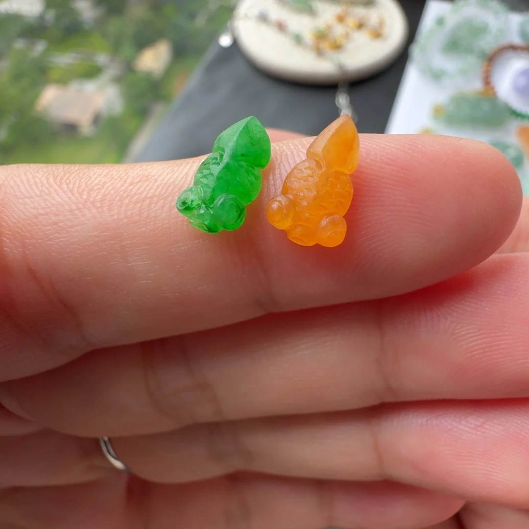 定制翡翠未镶嵌f****o冰绿冰黄鱼