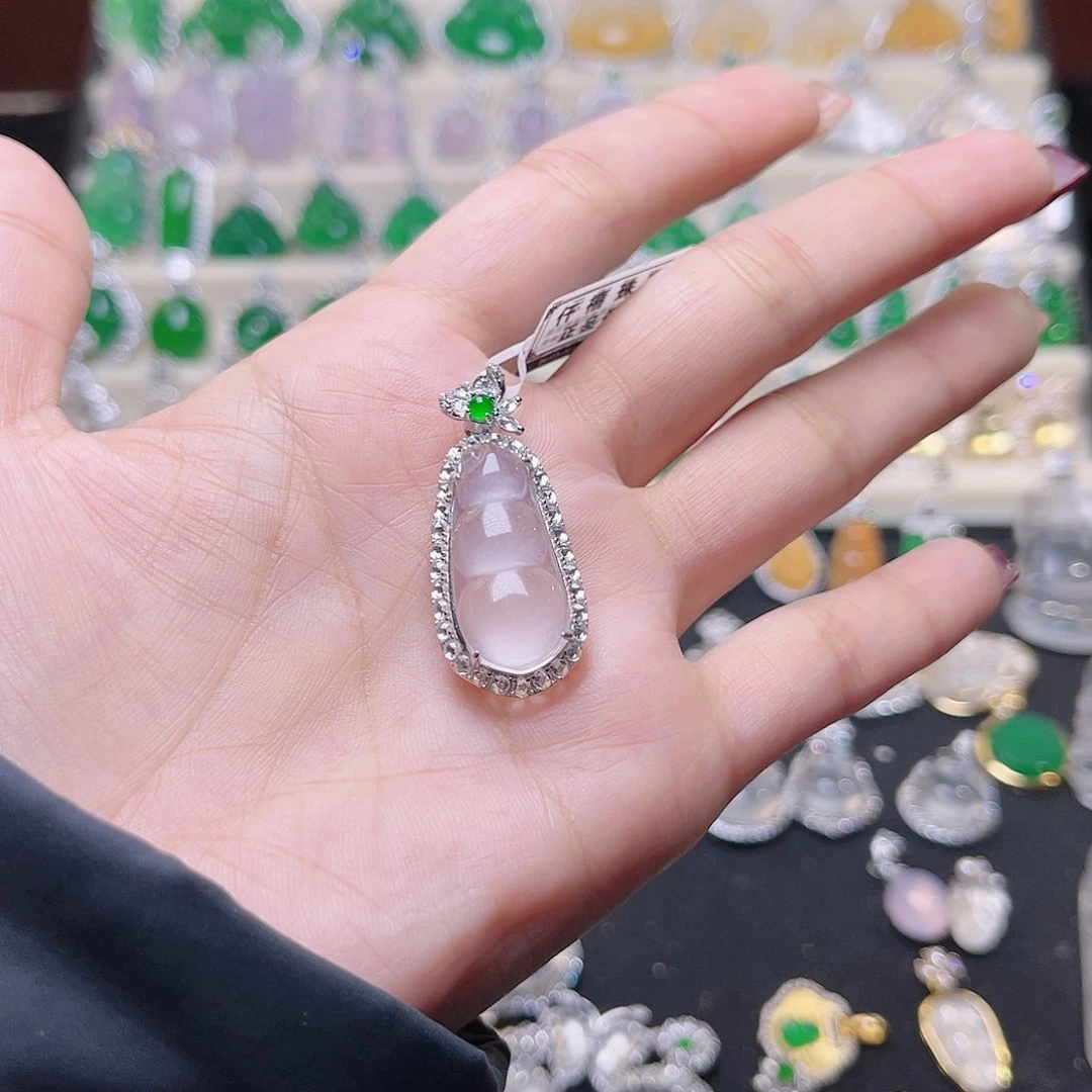 石英质玉颈饰银S925镶嵌微*