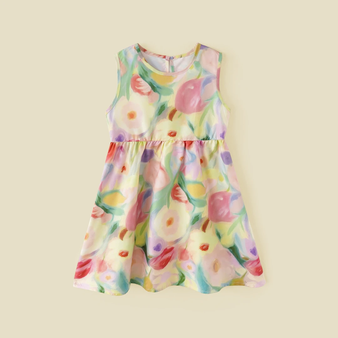 2025新款女童连衣裙印花夏季小女孩夏装裙子HLBT0076