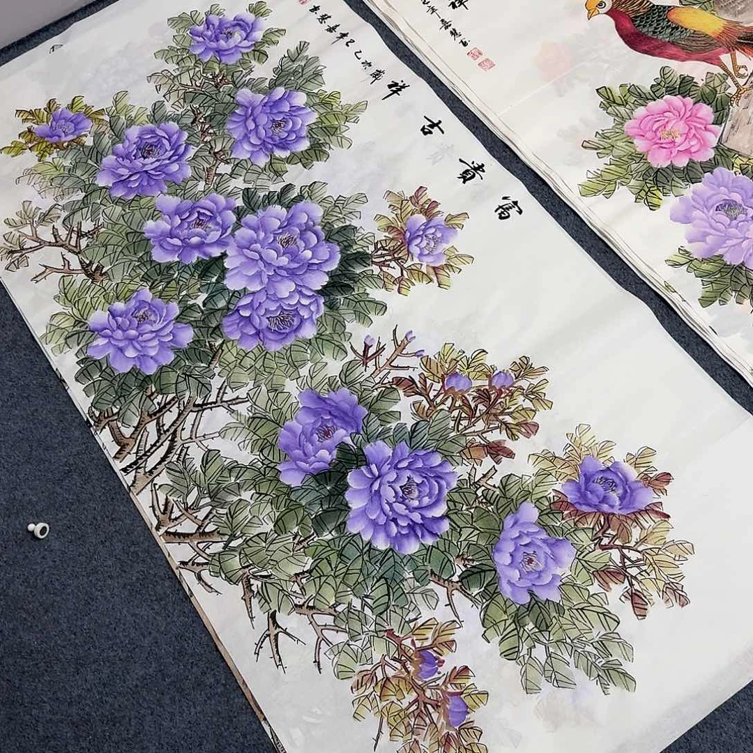 国画四尺尺寸70X140纯手绘作品