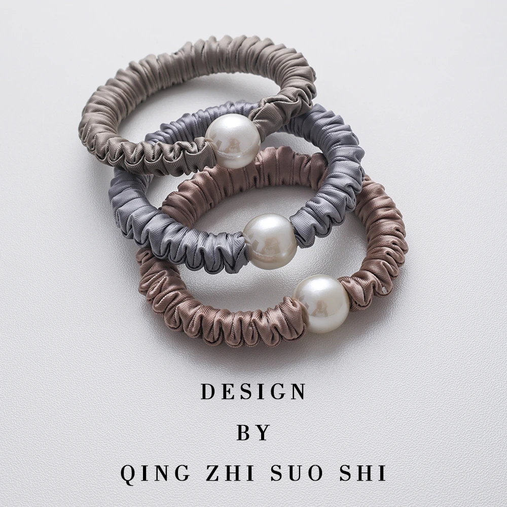 卿之所饰 高弹力褶皱头绳时尚百搭甜美韩版成人简约珠珠发绳头饰