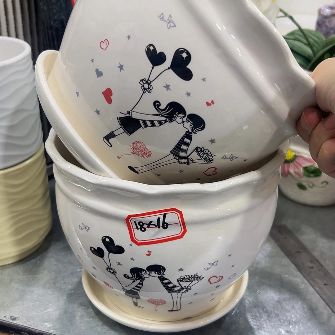 外贸尾单陶瓷花盆凑10米包邮