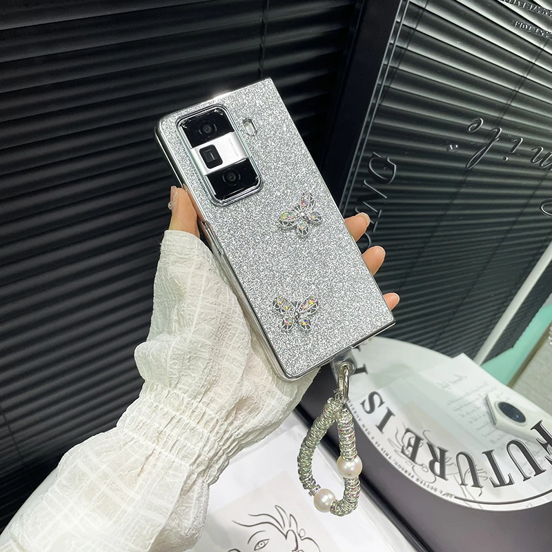 适用荣耀MagicVS3手机壳DIY蝴蝶闪粉电镀保护壳magicvs3高颜值壳