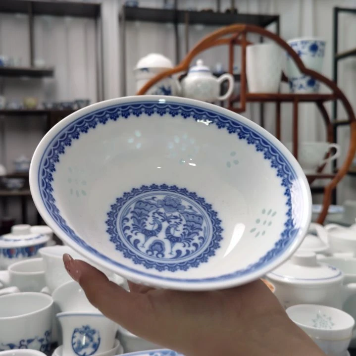 瓷孔雀7寸面碗两只装