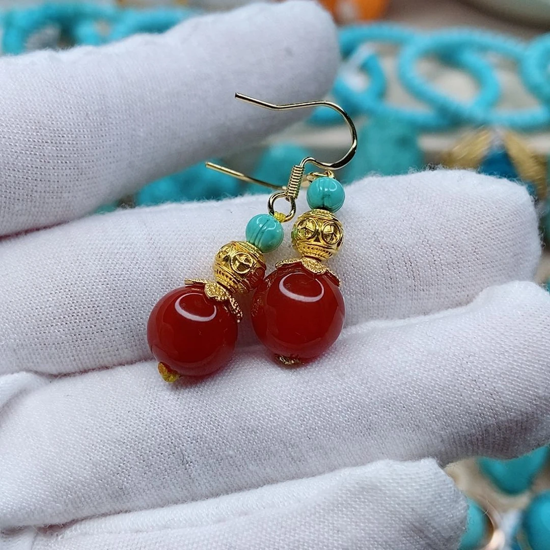 南红玛瑙耳饰未镶嵌