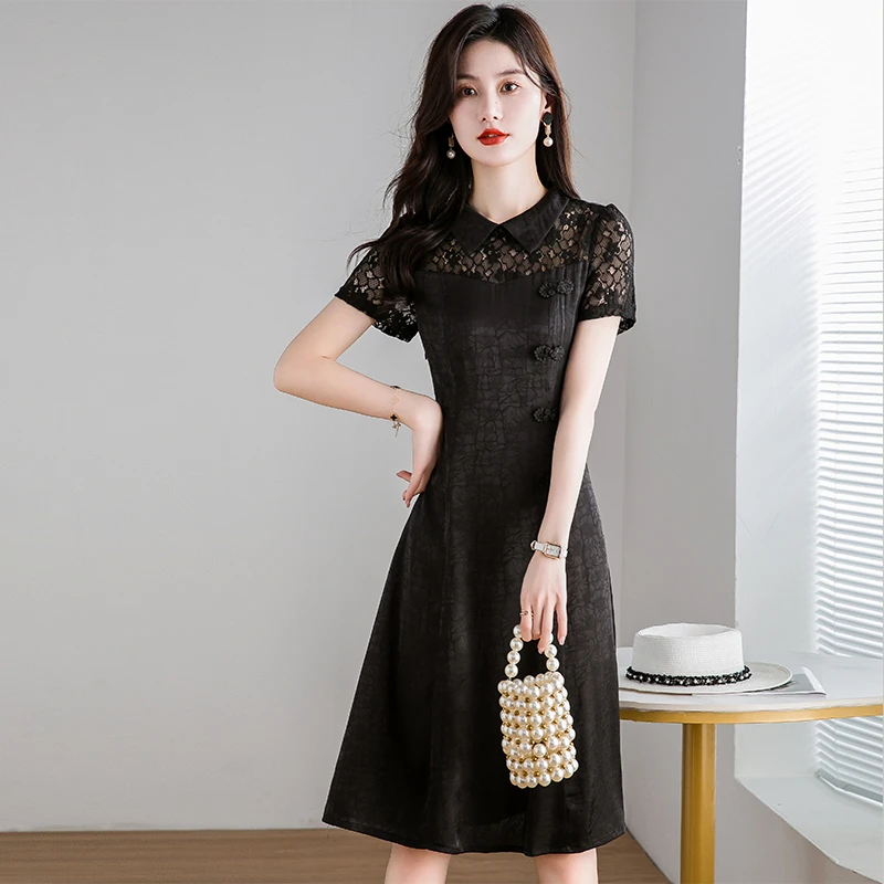 【连衣裙】优雅新款气质时尚大气减龄休闲显瘦连衣裙M-4XL-FC1027