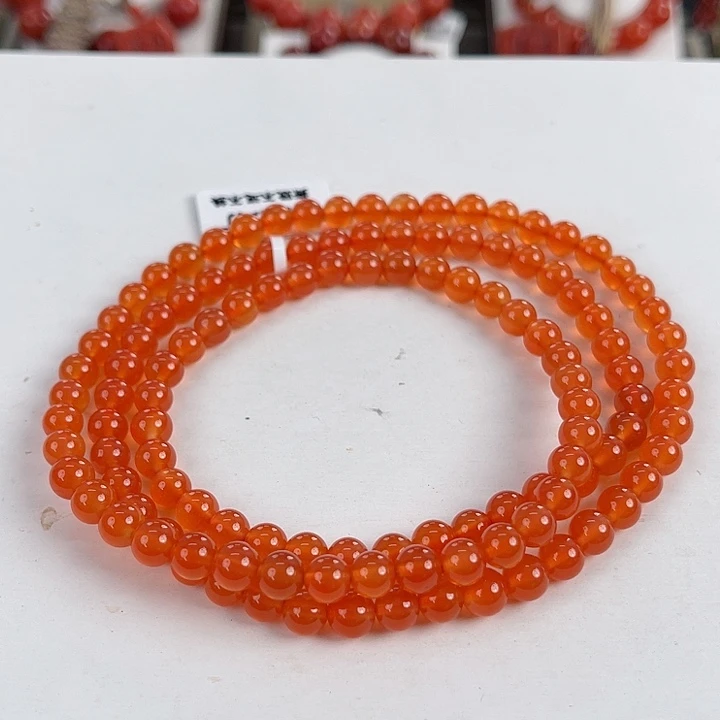 ****椒南红玛瑙未镶嵌河湾冰红收藏级芬达色多圈6mm