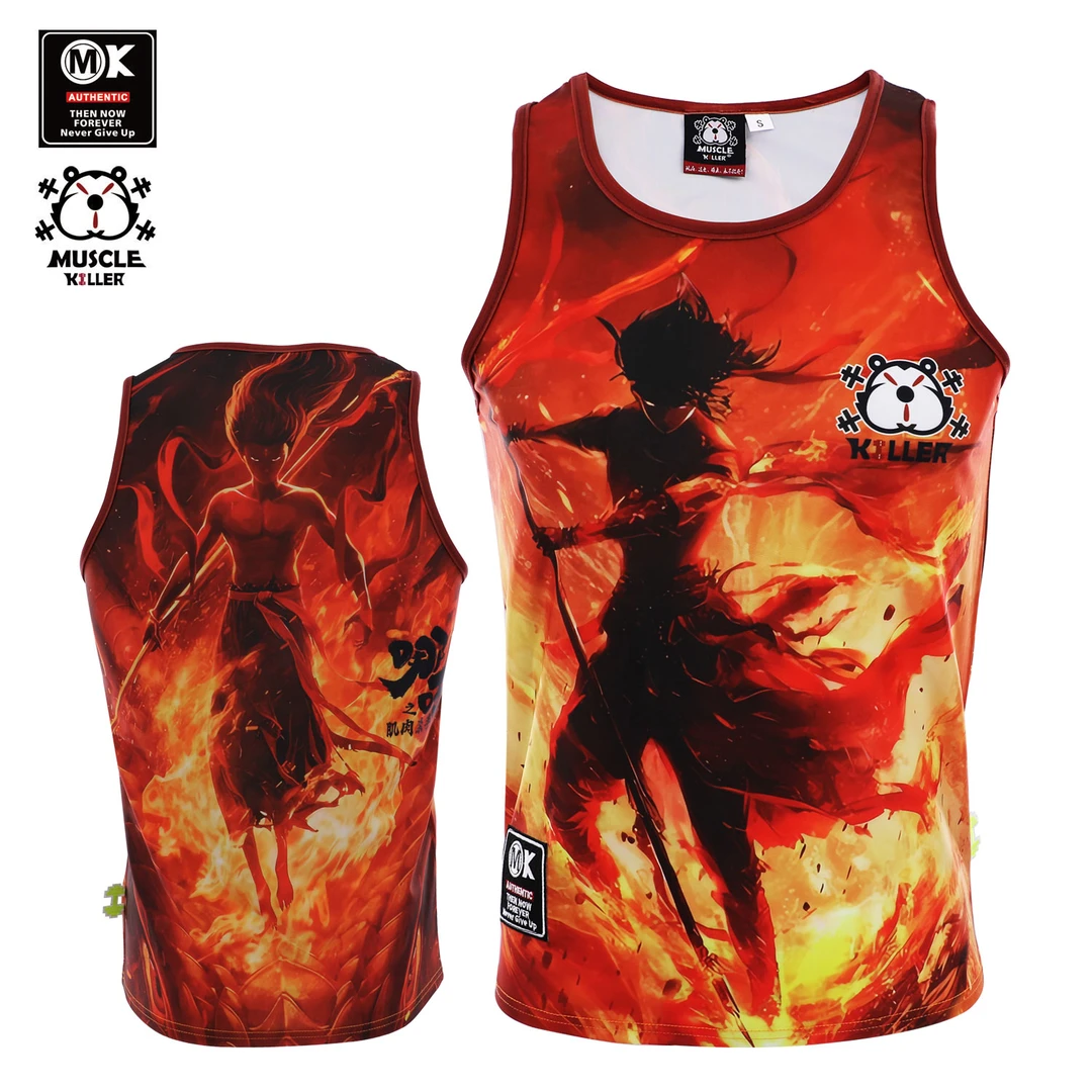肌肉杀手国漫哪吒战火魔童健身房运动肌肉训练衣透气弹力速干背心
