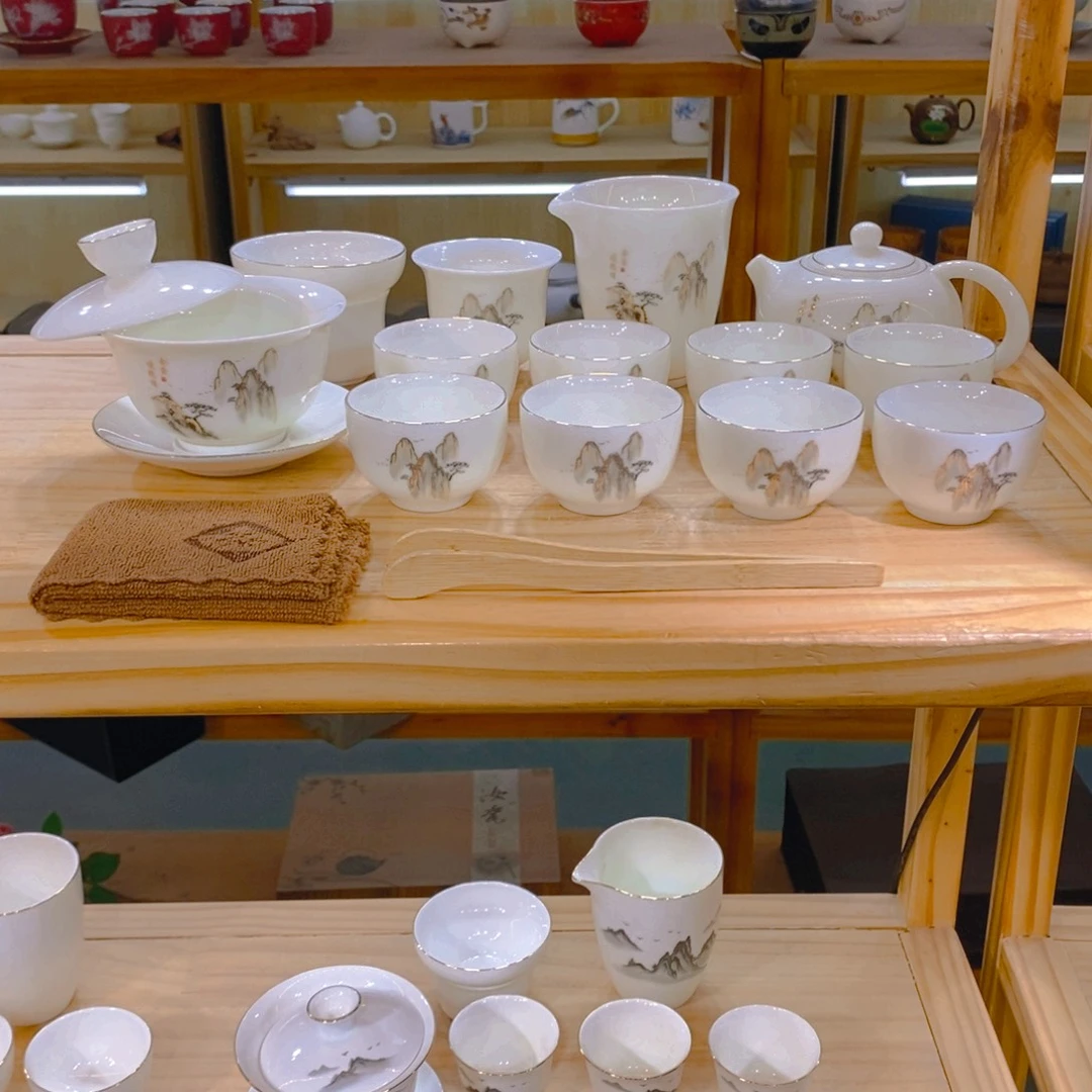 【不止】羊脂玉瓷茶具套装