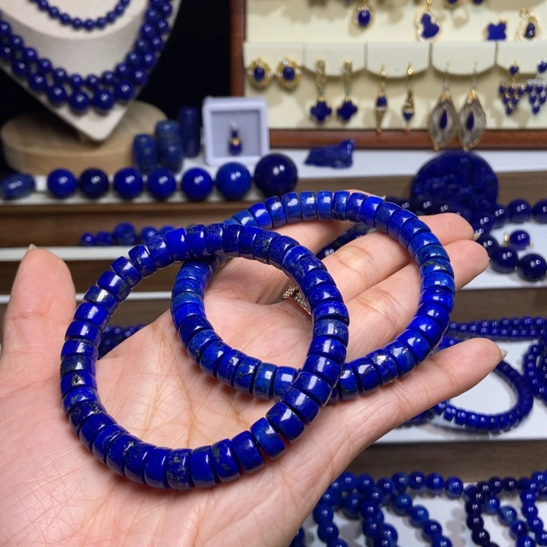 青金石未镶嵌老矿9mm药片手串 多样性发其一