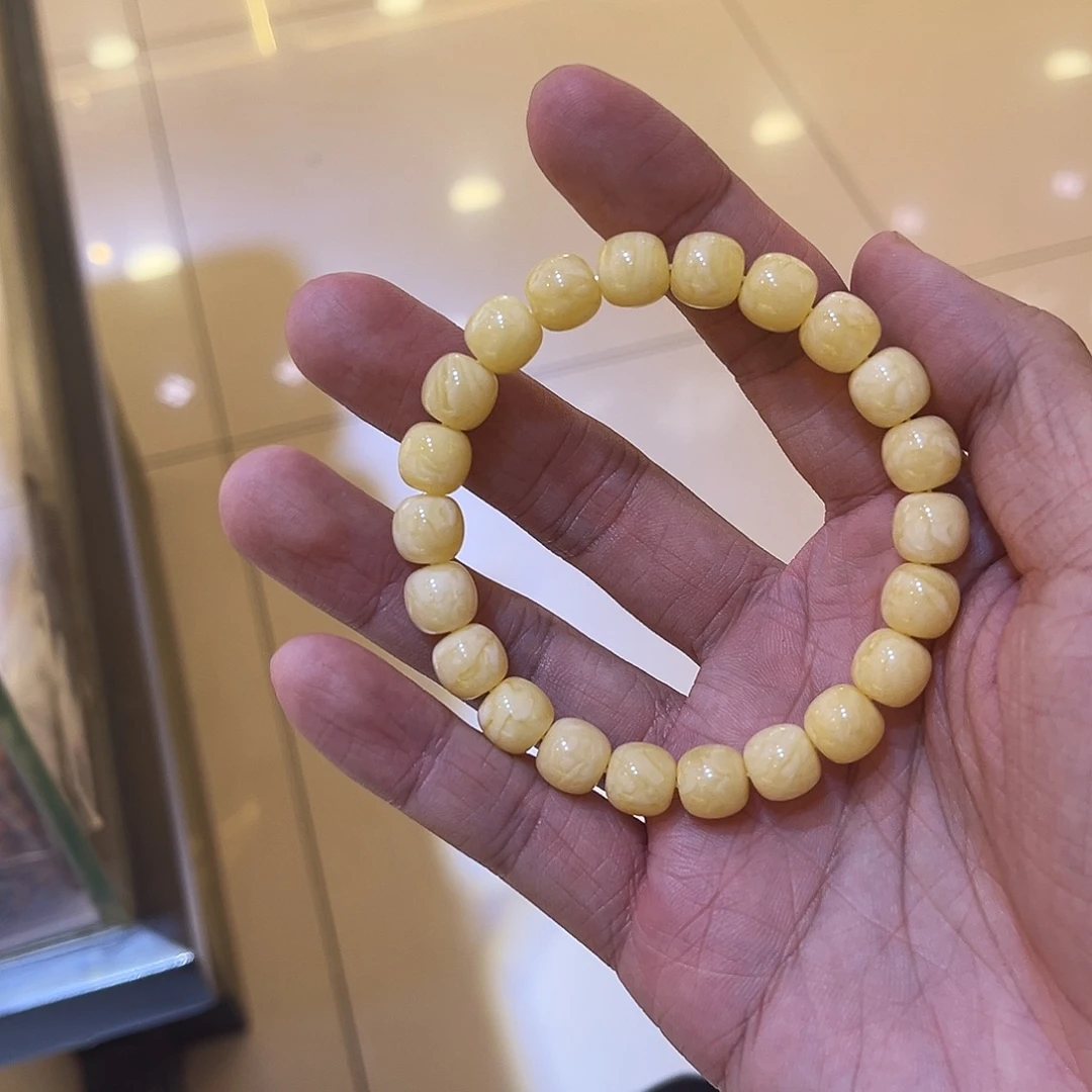 ¹***ᠣ手链蜜蜡未镶嵌浓蜡白花9.5mm*9mm精工高桩