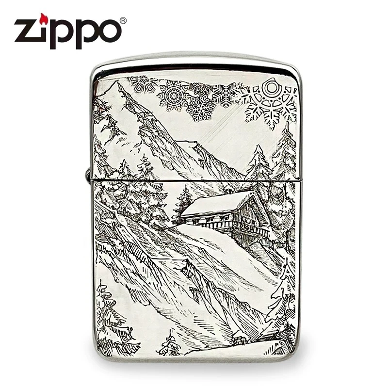 Zippo打火机纯银1941雪山小屋DYJ1