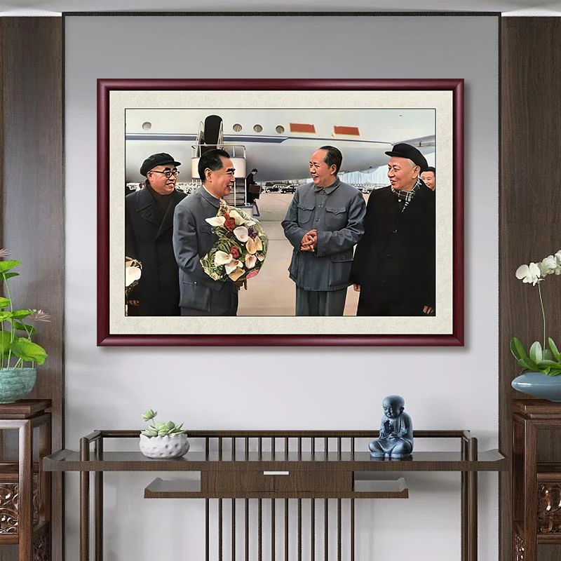 毛主席头像毛爷爷画像客厅挂画中堂四伟人像入户玄关装饰画壁画