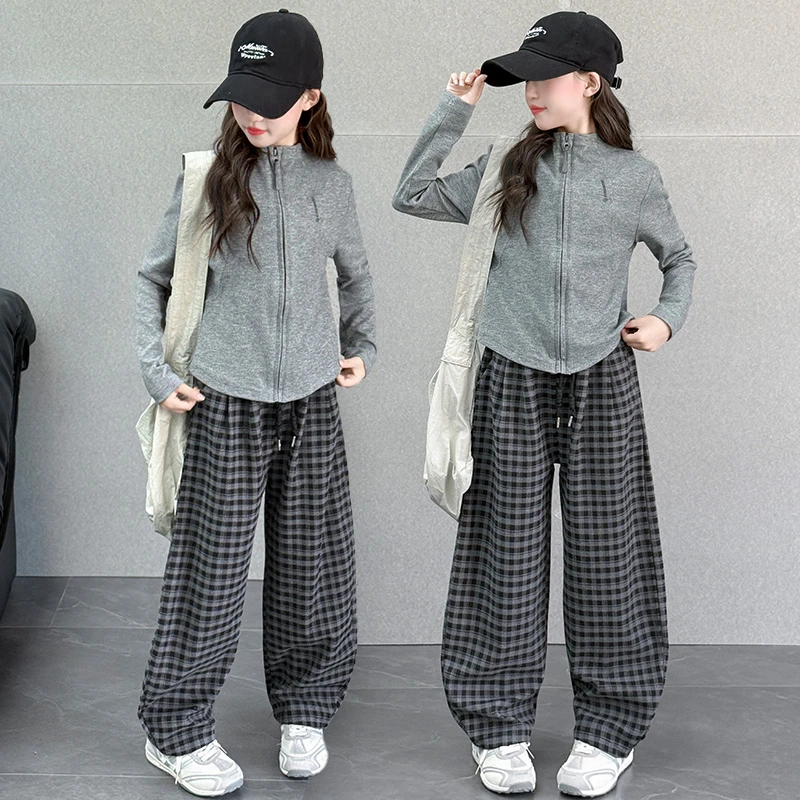 女童春秋款时尚外套秋季新款套装6-12岁中大儿童休闲洋气弯刀裤潮