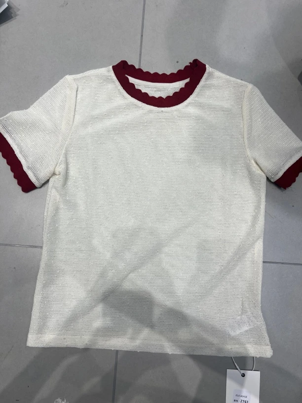 【罗罗严选】2761领口撞色简单针织衫时尚