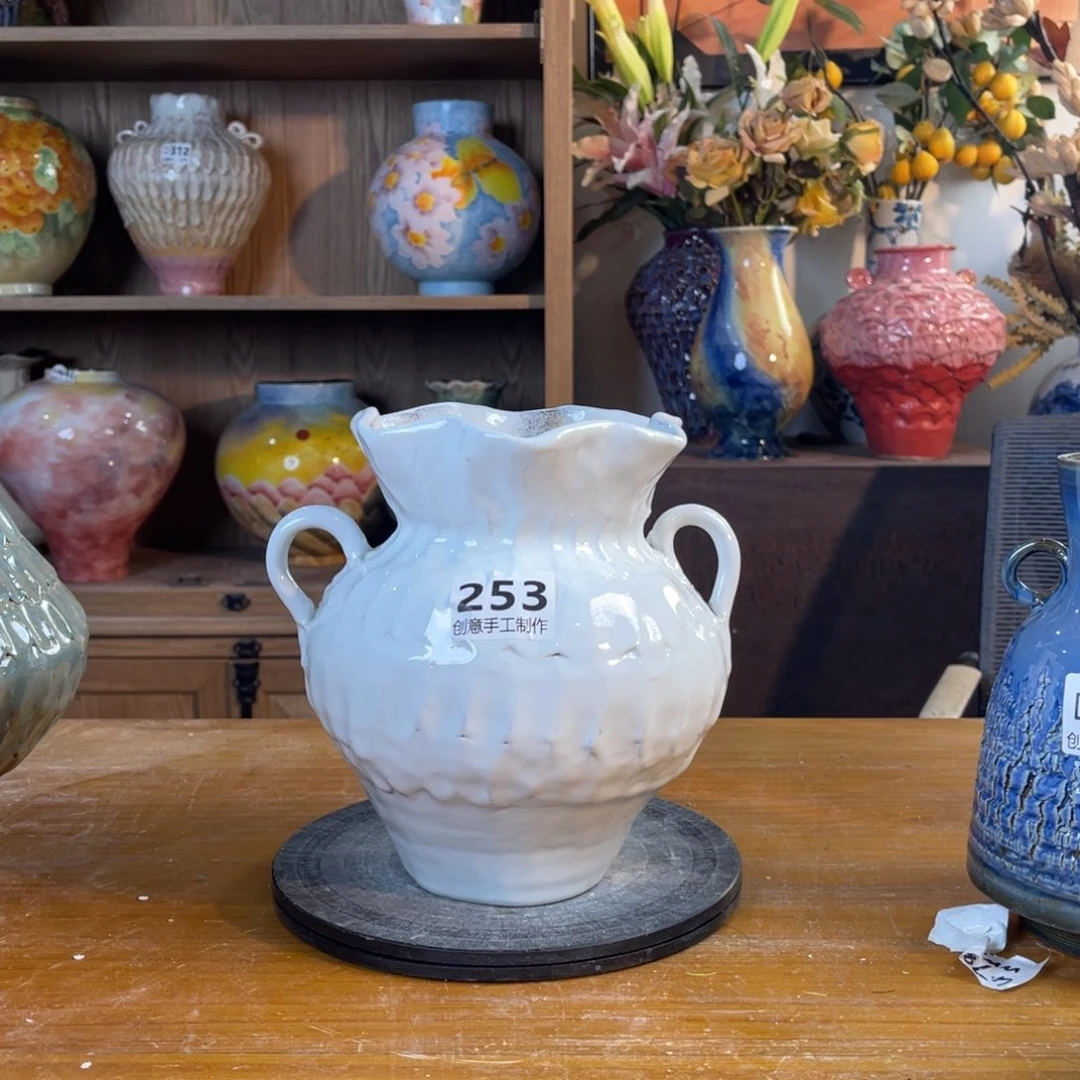 摆件陶瓷花瓶高20口7瑕疵盘泥特价福利