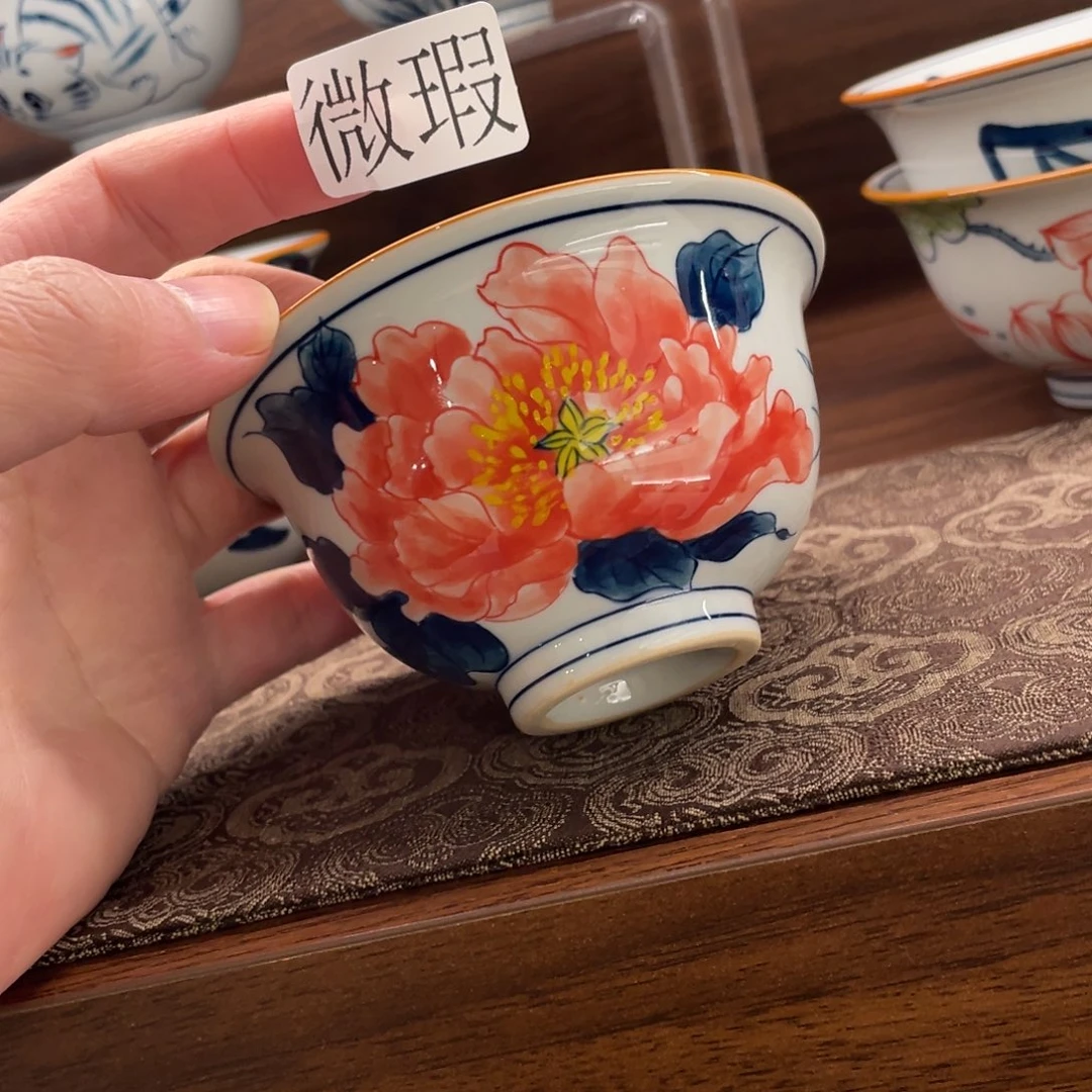 釉下手绘茶具微瑕