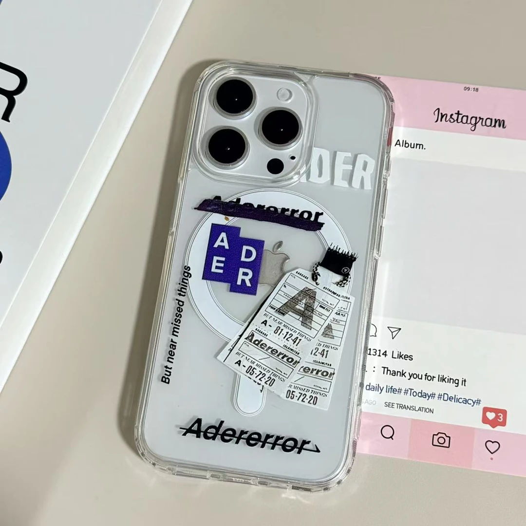 【亚克力磁吸】字母标签透明手机壳适用苹果16/15/14Promax防摔