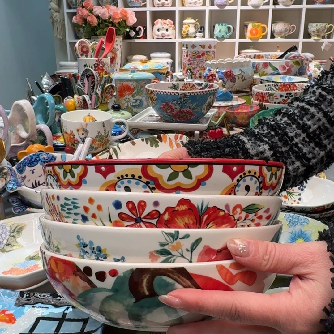 瓷片8英寸外贸深盘4只，看图