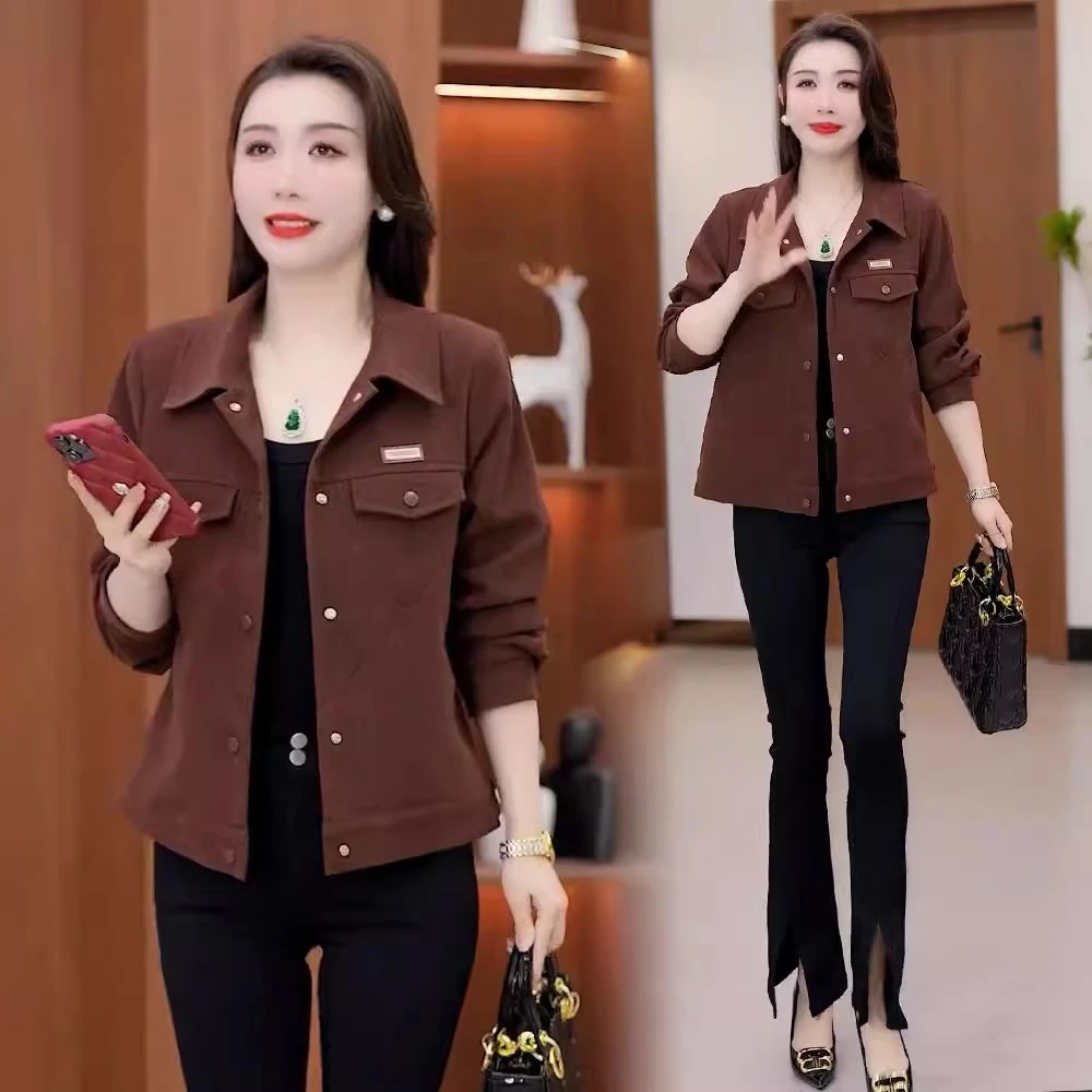 休闲短外套女2025春秋季新款百搭宽松显瘦小个子妈妈装夹克上衣服