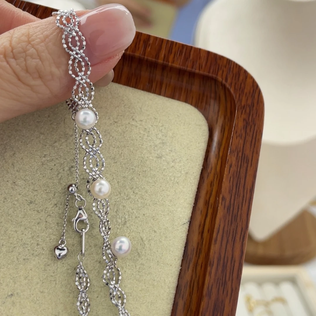 银S925镶嵌海水珍珠手链