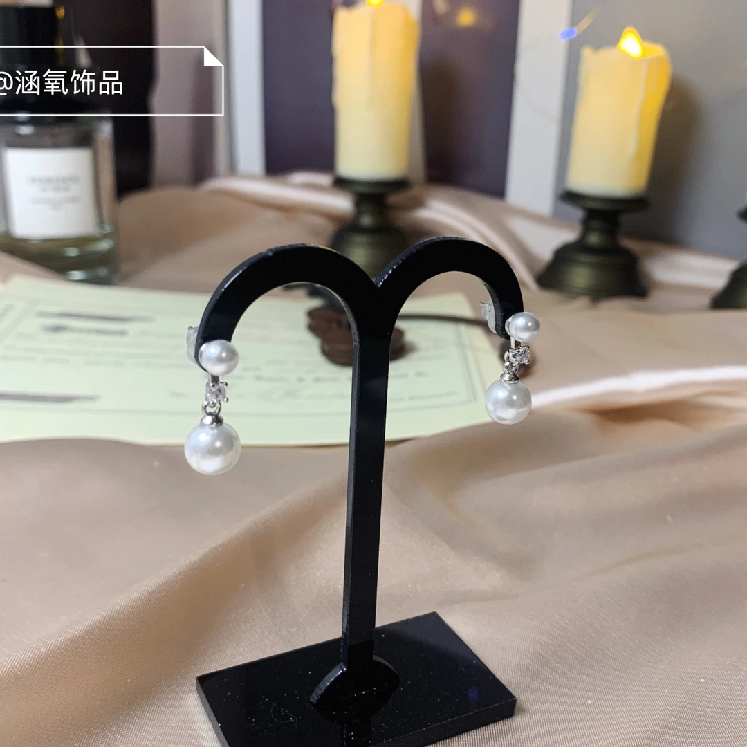 合金仿珍珠耳饰 轻奢锆石珍珠精致小巧高级感日常通勤百搭耳饰