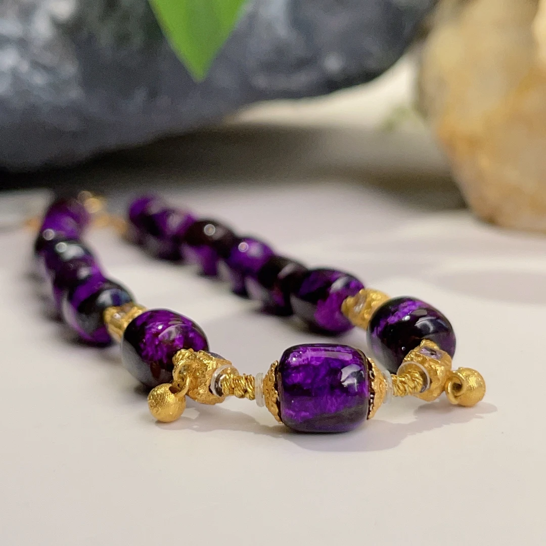 舒俱来夹层红丝绒桶珠手链18k/16cm/AZB1977