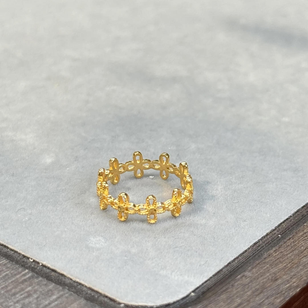 FQ【蕾丝戒指】足金999戒指5G