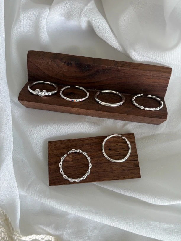 925银戒指 S925纯银素圈细戒指开口百搭叠戴女高级感ins风银饰