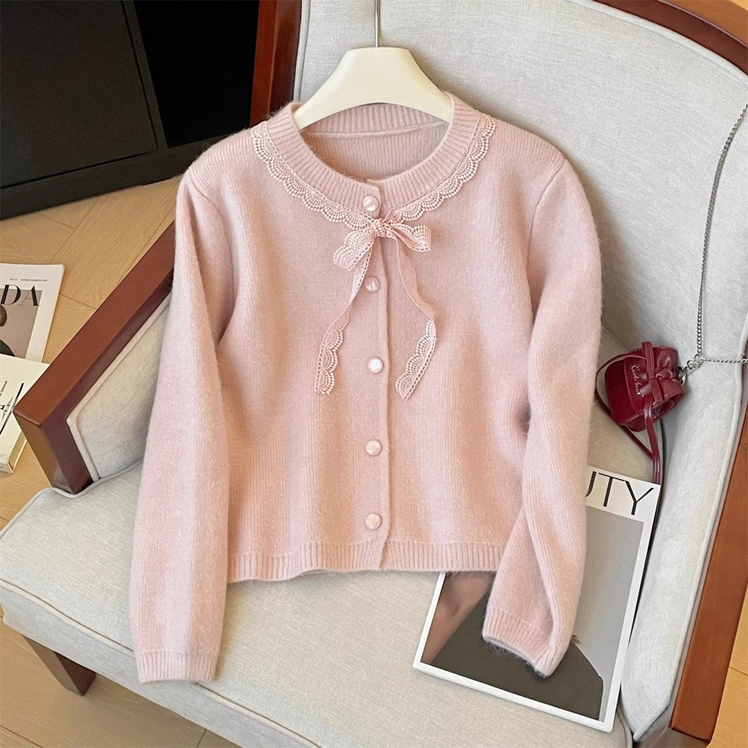 专柜撤回剪标韩系温柔风针织开衫毛衣女秋冬新款宽松显瘦百搭上衣