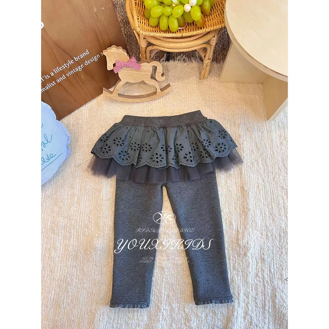 飞飞家舞会25秋冬新款女童纱裙洋气百搭加厚加绒打底裤FF3023