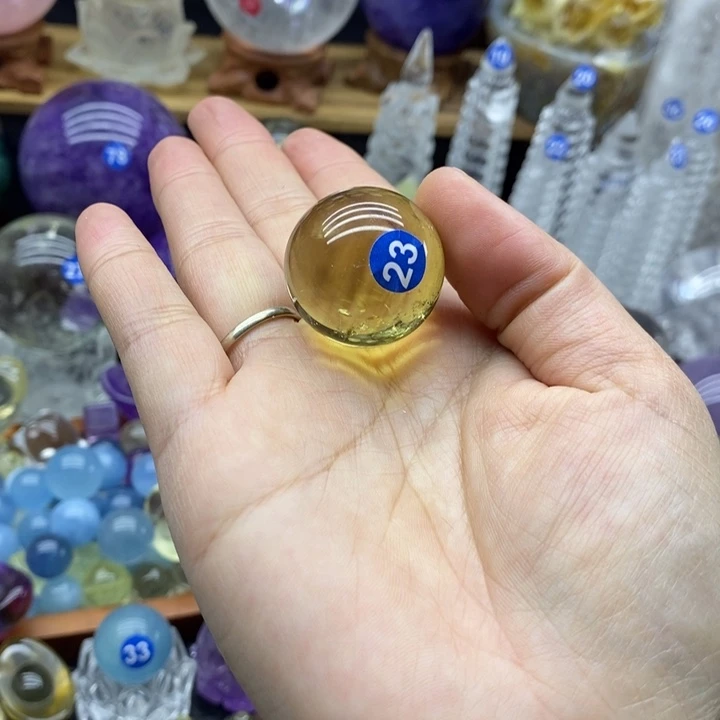 石材天然黄水晶球