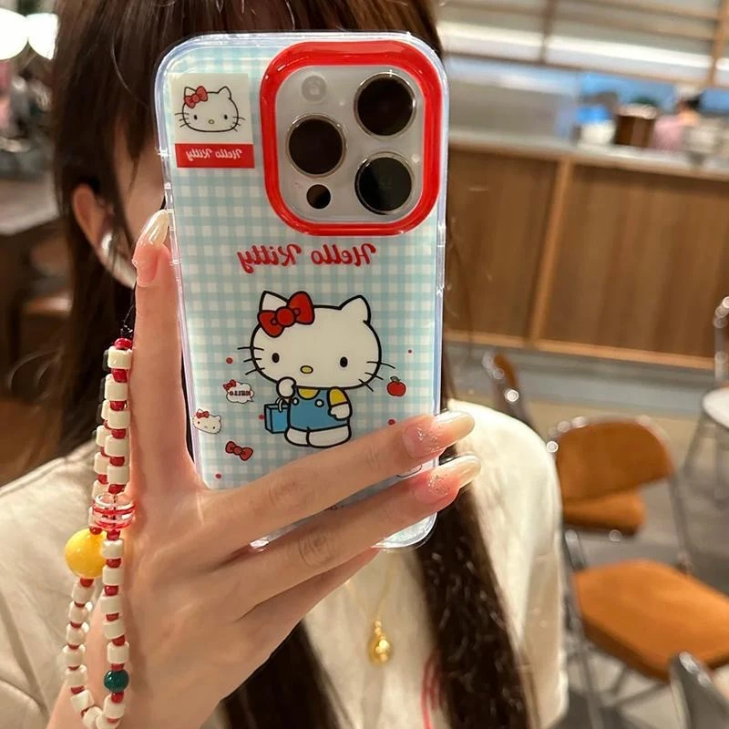 飞虎胜格纹Kitty适用iPhone16/15大孔手机壳华为vivo小米oppo荣耀