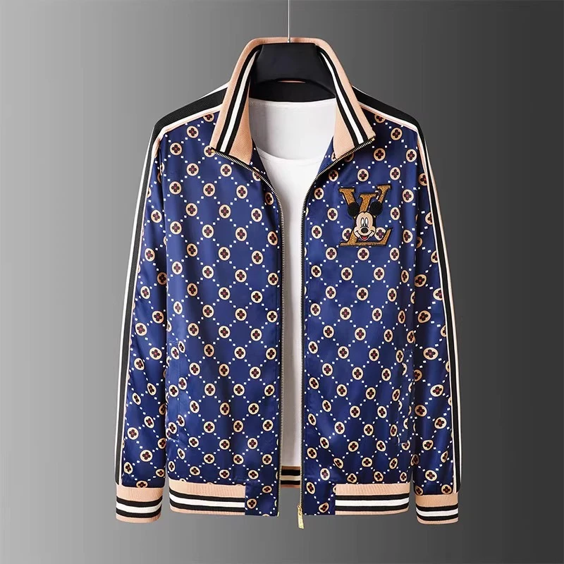 秋季印花外套男士高端时尚潮牌夹克男潮流运动休闲立领夹克上衣潮