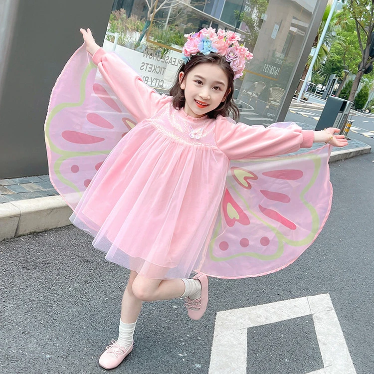女童春装裙子儿童甜美纱裙女孩蝴蝶仙子连衣裙女宝宝洋气公主裙潮