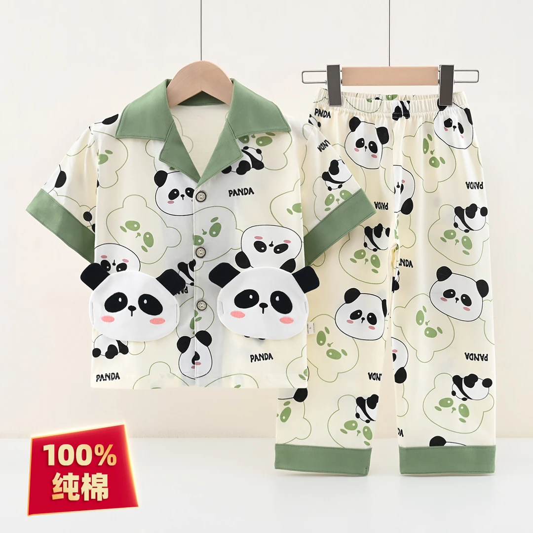 100%纯棉薄款睡衣短袖儿童家居服夏款时尚洋气宝宝小童夏季睡衣套