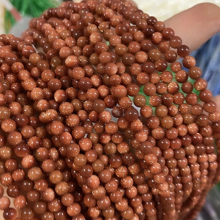 玛瑙/玉髓合金珠宝半成品2条4mm金沙圆珠